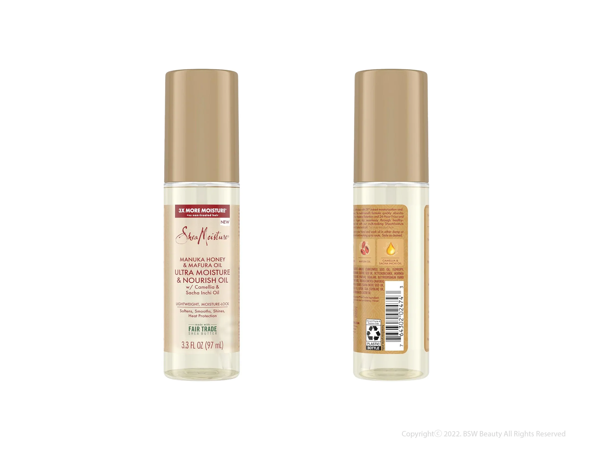 SheaMoistureHairOilManukaHoney_MafuraOilUltraMoisture_NourishtoSoftenandSmoothHair3.3Ozback.webp Shea Moisture Manuka Honey & Mafura Oil 97ml - Image 1